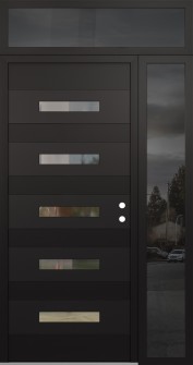 Diamond D9 52" x 96" black/black clear Glass Panel black LHI with Sidelite and Transom mirrored Glass