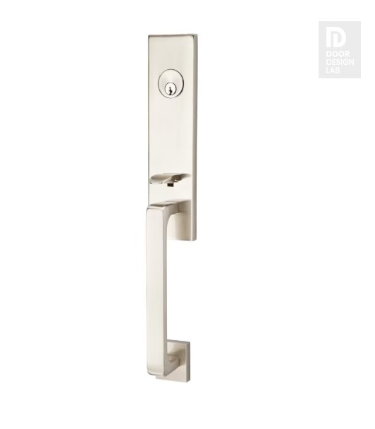 EMTEK DAVOS DOUBLE CYLINDER KEYD 4828 SATIN NICKEL US15 for Steel Front Doors