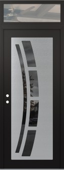 Diamond C12 36" x 96" black/black mirrored Glass Panel stainless steel RHI with Transom clear Glass