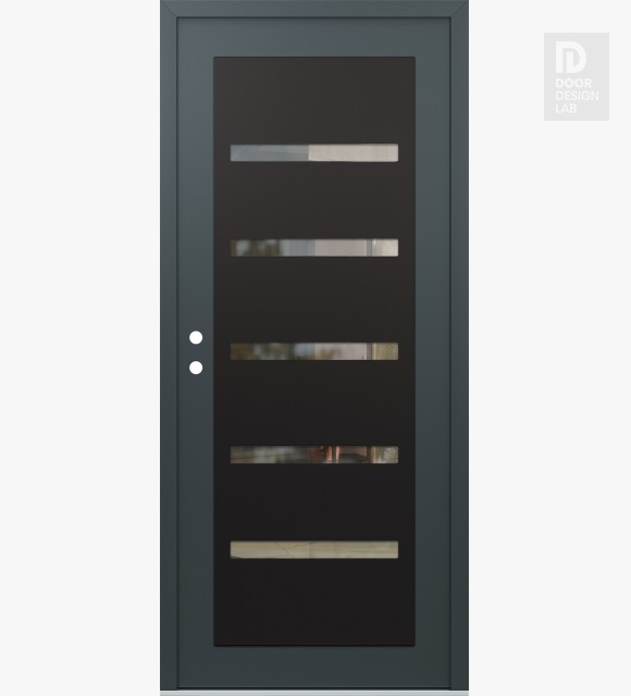 Modern Steel Front Door Diamond C7 36" x 80" anthracite/anthracite clear Glass Panel black RHI