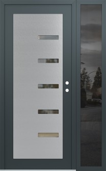 Diamond C8 48" x 80" anthracite/anthracite clear Glass Panel stainless steel LHI with Sidelite mirrored Glass