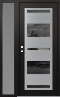 Diamond C10 50" x 80" black/black mirrored Glass Panel stainless steel RHI with Sidelite frosted Glass