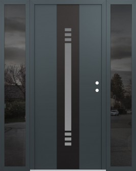 DIAMOND A5 64" X 80" ANTHRACITE/ANTHRACITE FROSTED GLASS PANEL BLACK LHI WITH 2 SIDELITES MIRRORED GLASS