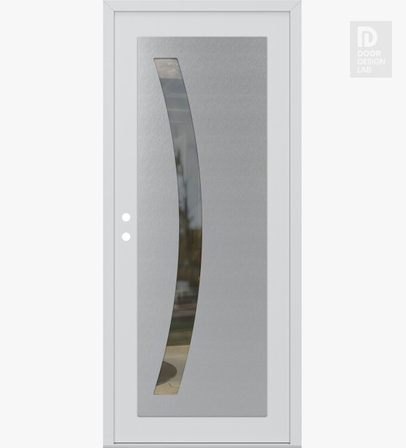 Modern Steel Front Door Diamond C4 36" x 80" white/white clear Glass Panel stainless steel RHI