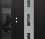 Modern Steel Front Door DIAMOND A7 48" X 80" BLACK/BLACK MIRRORED GLASS PANEL STAINLESS STEEL RHI WITH SIDELITE MIRRORED GLASS