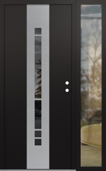 DIAMOND A3 52" X 80" BLACK/BLACK MIRRORED GLASS PANEL STAINLESS STEEL LHI WITH SIDELITE CLEAR GLASS