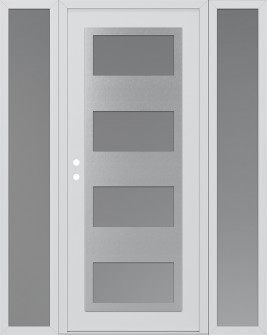 Diamond C2 68" x 80" white/white frosted Glass Panel stainless steel RHI with 2 Sidelites frosted Glass