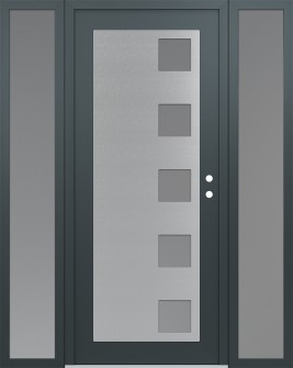 Diamond C5 64" x 80" anthracite/anthracite frosted Glass Panel stainless steel LHI with 2 Sidelites frosted Glass