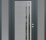Modern Steel Front Door Diamond C6 64" x 96" anthracite/anthracite clear Glass Panel stainless steel LHI with 2 Sidelites and Transom frosted Glass
