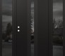Modern Steel Front Door DIAMOND A2 64" X 80" BLACK/BLACK MIRRORED GLASS PANEL BLACK RHI WITH 2 SIDELITES MIRRORED GLASS