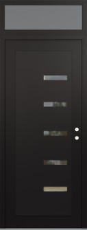 Diamond C8 36" x 96" black/black clear Glass Panel black LHI with Transom frosted Glass