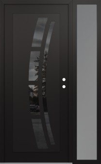 Diamond C12 48" x 80" black/black mirrored Glass Panel black LHI with Sidelite frosted Glass