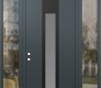 Modern Steel Front Door DIAMOND A1 68" X 96" ANTHRACITE/ANTHRACITE FROSTED GLASS PANEL BLACK RHI WITH 2 SIDELITES AND TRANSOM CLEAR GLASS