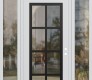 Modern Steel Front Door Diamond C16 60" x 96" white/white clear Glass Panel black LHI with 2 Sidelites and Transom clear Glass