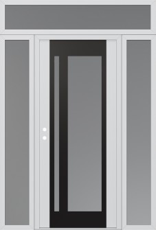 Diamond C15 68" x 96" white/white frosted Glass Panel black RHI with 2 Sidelites and Transom frosted Glass