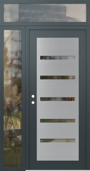Diamond C7 50" x 96" anthracite/anthracite clear Glass Panel stainless steel RHI with Sidelite and Transom clear Glass
