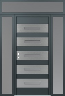 Diamond D9 60" x 96" anthracite/anthracite frosted Glass Panel stainless steel RHI with 2 Sidelites and Transom frosted Glass