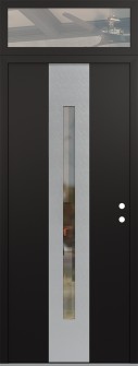 DIAMOND A2 36" X 96" BLACK/BLACK CLEAR GLASS PANEL STAINLESS STEEL LHI WITH TRANSOM CLEAR GLASS