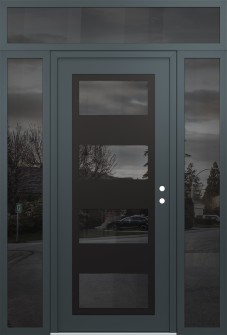 Diamond C2 64" x 96" anthracite/anthracite mirrored Glass Panel black LHI with 2 Sidelites and Transom mirrored Glass