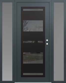 Diamond C10 60" x 80" anthracite/anthracite mirrored Glass Panel black LHI with 2 Sidelites frosted Glass