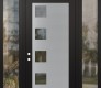 Modern Steel Front Door Diamond C5 68" x 96" black/black clear Glass Panel stainless steel RHI with 2 Sidelites and Transom clear Glass