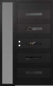 Diamond D9 52" x 80" black/black mirrored Glass Panel black RHI with Sidelite frosted Glass