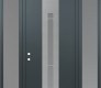 Modern Steel Front Door DIAMOND A3 68" X 96" ANTHRACITE/ANTHRACITE FROSTED GLASS PANEL STAINLESS STEEL RHI WITH 2 SIDELITES AND TRANSOM FROSTED GLASS