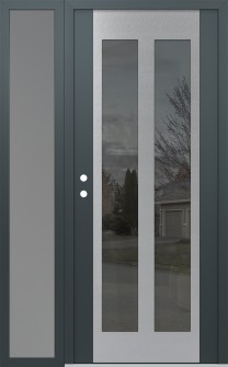 Diamond C14 50" x 80" anthracite/anthracite mirrored Glass Panel stainless steel RHI with Sidelite frosted Glass