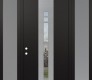 DIAMOND A4 68" X 96" BLACK/BLACK CLEAR GLASS PANEL STAINLESS STEEL LHI WITH 2 SIDELITES AND TRANSOM FROSTED GLASS