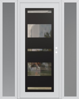 Diamond C10 64" x 80" white/white clear Glass Panel black LHI with 2 Sidelites frosted Glass