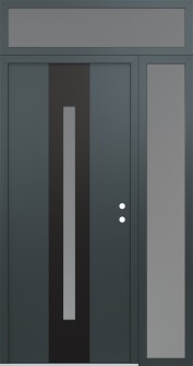 DIAMOND A2 52" X 96" ANTHRACITE/ANTHRACITE FROSTED GLASS PANEL BLACK LHI WITH SIDELITE AND TRANSOM FROSTED GLASS