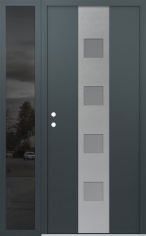 DIAMOND A12 52" X 80" ANTHRACITE/ANTHRACITE FROSTED GLASS PANEL STAINLESS STEEL RHI WITH SIDELITE MIRRORED GLASS