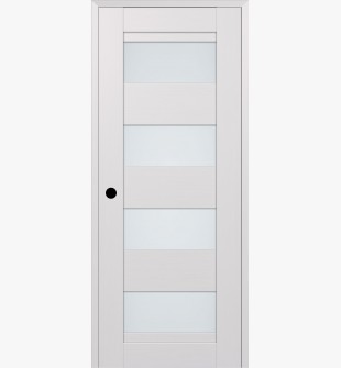 RTA RIGHT HAND PREHUNG CONCEALED DOOR SLAB DELLA VETRO BIANCO NOBLE 18" X 80" X 1 9/16" FROSTED GLASS