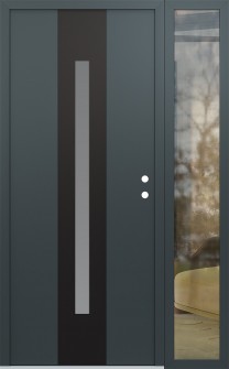 DIAMOND A2 48" X 80" ANTHRACITE/ANTHRACITE FROSTED GLASS PANEL BLACK LHI WITH SIDELITE CLEAR GLASS