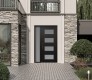 Diamond C2 50" x 80" black/white frosted Glass Panel black RHI with Sidelite frosted Glass