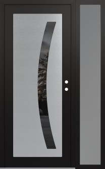 Diamond C4 48" x 80" black/black mirrored Glass Panel stainless steel LHI with Sidelite frosted Glass