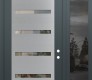 Modern Steel Front Door Diamond C7 50" x 96" anthracite/anthracite clear Glass Panel stainless steel LHI with Sidelite and Transom mirrored Glass