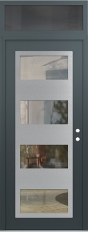 Diamond C2 36" x 96" anthracite/anthracite clear Glass Panel stainless steel LHI with Transom mirrored Glass