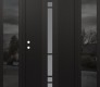 Modern Steel Front Door DIAMOND A3 64" X 80" BLACK/WHITE FROSTED GLASS PANEL BLACK RHI WITH 2 SIDELITES MIRRORED GLASS