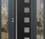 Modern Steel Front Door Diamond C3 68" x 80" anthracite/anthracite frosted Glass Panel black RHI with 2 Sidelites clear Glass