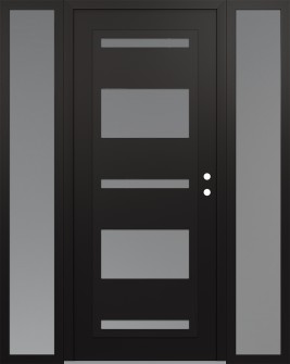 Diamond C10 68" x 80" black/white frosted Glass Panel black LHI with 2 Sidelites frosted Glass