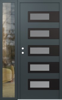 Diamond D3 52" x 80" anthracite/anthracite frosted Glass Panel black RHI with Sidelite clear Glass