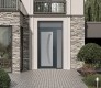 Diamond C4 52" x 96" anthracite/anthracite frosted Glass Panel stainless steel LHI with Sidelite and Transom frosted Glass