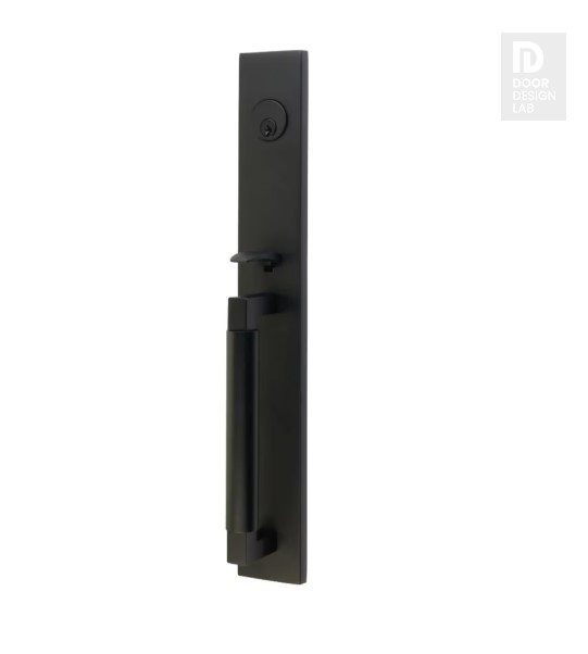 EMTEK HERCULES SMOOTH FULL LENGTH DOUBLE CYLINDER KEYD 4226 FLAT BLACK US19 for Steel Front Doors