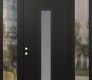 Modern Steel Front Door DIAMOND A11 68" X 96" BLACK/WHITE FROSTED GLASS PANEL BLACK RHI WITH 2 SIDELITES AND TRANSOM CLEAR GLASS