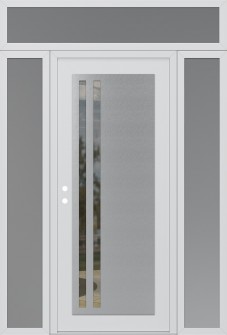 Diamond C6 60" x 96" white/white clear Glass Panel stainless steel RHI with 2 Sidelites and Transom frosted Glass