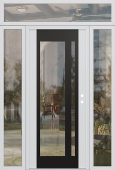 Diamond C15 60" x 96" white/white clear Glass Panel black LHI with 2 Sidelites and Transom clear Glass