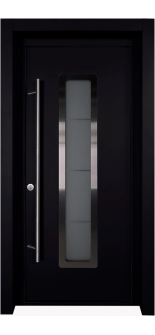 MODERN FRONT STEEL DOOR ARGOS BLACK/WHITE 37 7/16" X 81 11/16" RHI + HARDWARE