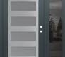 Modern Steel Front Door Diamond C9 50" x 80" anthracite/anthracite frosted Glass Panel stainless steel LHI with Sidelite mirrored Glass