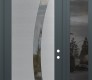 Modern Steel Front Door Diamond C4 50" x 96" anthracite/anthracite clear Glass Panel stainless steel LHI with Sidelite and Transom mirrored Glass